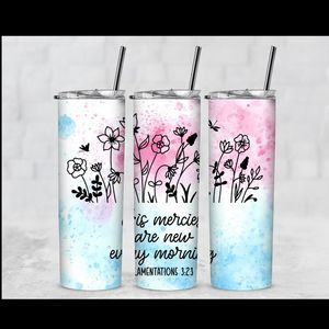 Lam. 3:23 Bible Verse His Mercies Are New 20 Oz Metal Tumbler w/Lid and Straw